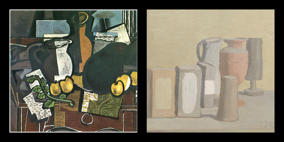 Georges Braque ve Giorgio Morandi: eser parçaları.